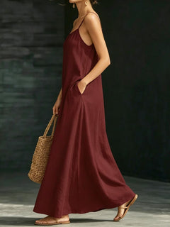 Summer Beach Spaghetti Strap Maxi Dress – Loose Flowy Casual Long Vacation Dress for Women