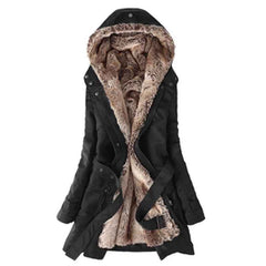 Women's Wool-Lined Mid-Length Cotton Coat – Detachable Lining Long-Sleeve Outerwear