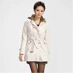Women's Wool-Lined Mid-Length Cotton Coat – Detachable Lining Long-Sleeve Outerwear