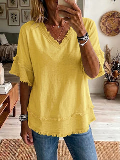 Women's Loose V-Neck Pullover Top