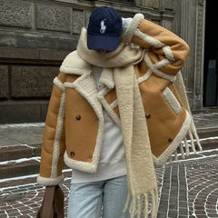 Women's Loose Lamb Wool Short Coat