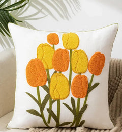 Decorative Floral Embroidered Pillow Cover