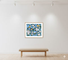 FRAMED ART PRINT BY MAUD LEWIS YELLOW BIRDS FOLK ART PAINTING FLAT STYLE WALL DECOR 24 X 28 INCHES