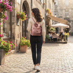 Marbled Faux Multi-Pocket Backpack
