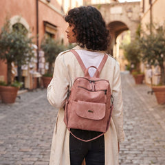 Marbled Faux Multi-Pocket Backpack
