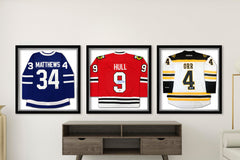TORONTO HOCKEY LICENSED FAN COLLECTIBLE JERSEY AUTOGRAPHED BY JOHNNY BOWER BLUE HOCKEY STYLE TOP ADULT UNISEX SIZE X-LARGE